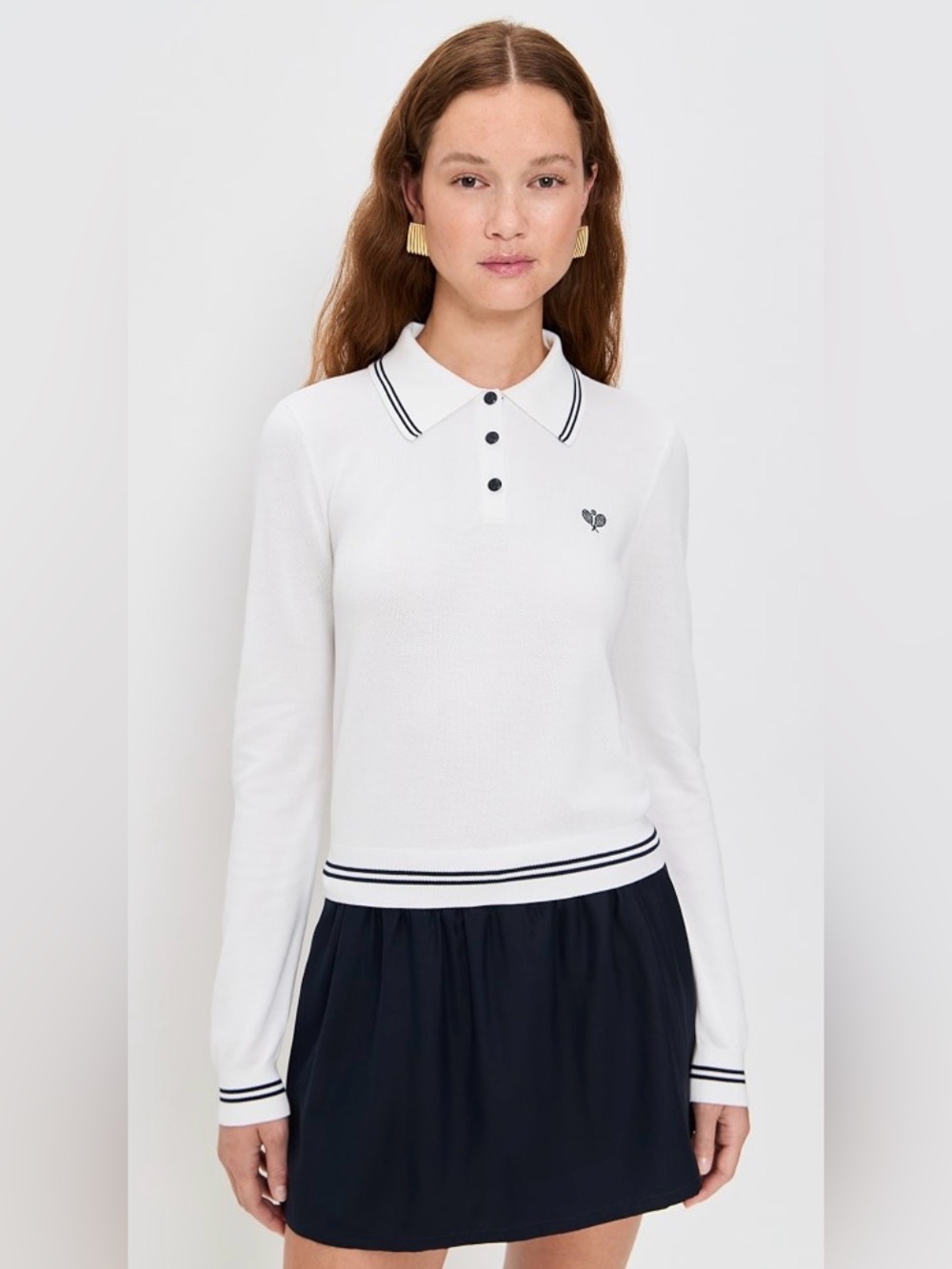 Frame The White Long-Sleeve Tennis Polo